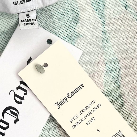 NEW! JUICY COUTURE Tropical Palm Print French Terry Roll Cuff Crop Top, Size S - Picture 11 of 12